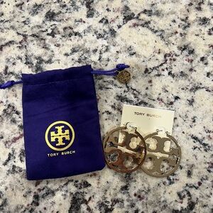 Tory Burch Miller Icon hoop earrings in gold large